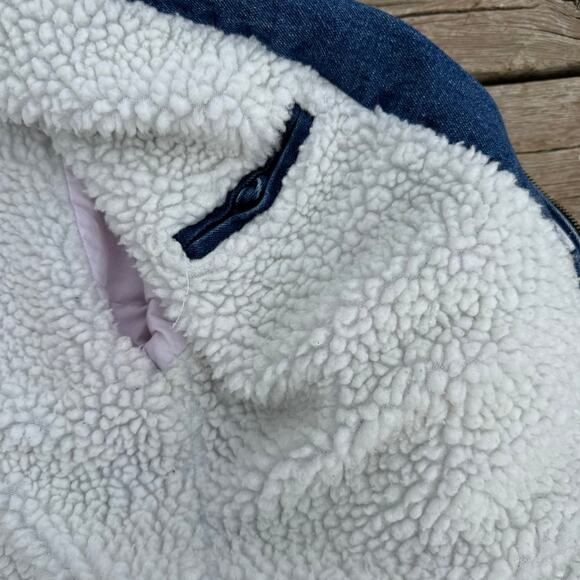Vintage Weathered Blues Sherpa Lined Denim Jacket - Small - Picture 7 of 14